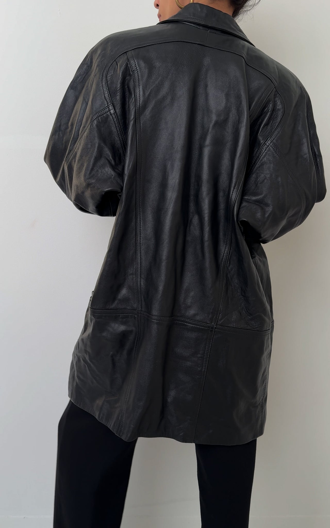 Vintage Onyx Leather Longline Jacket