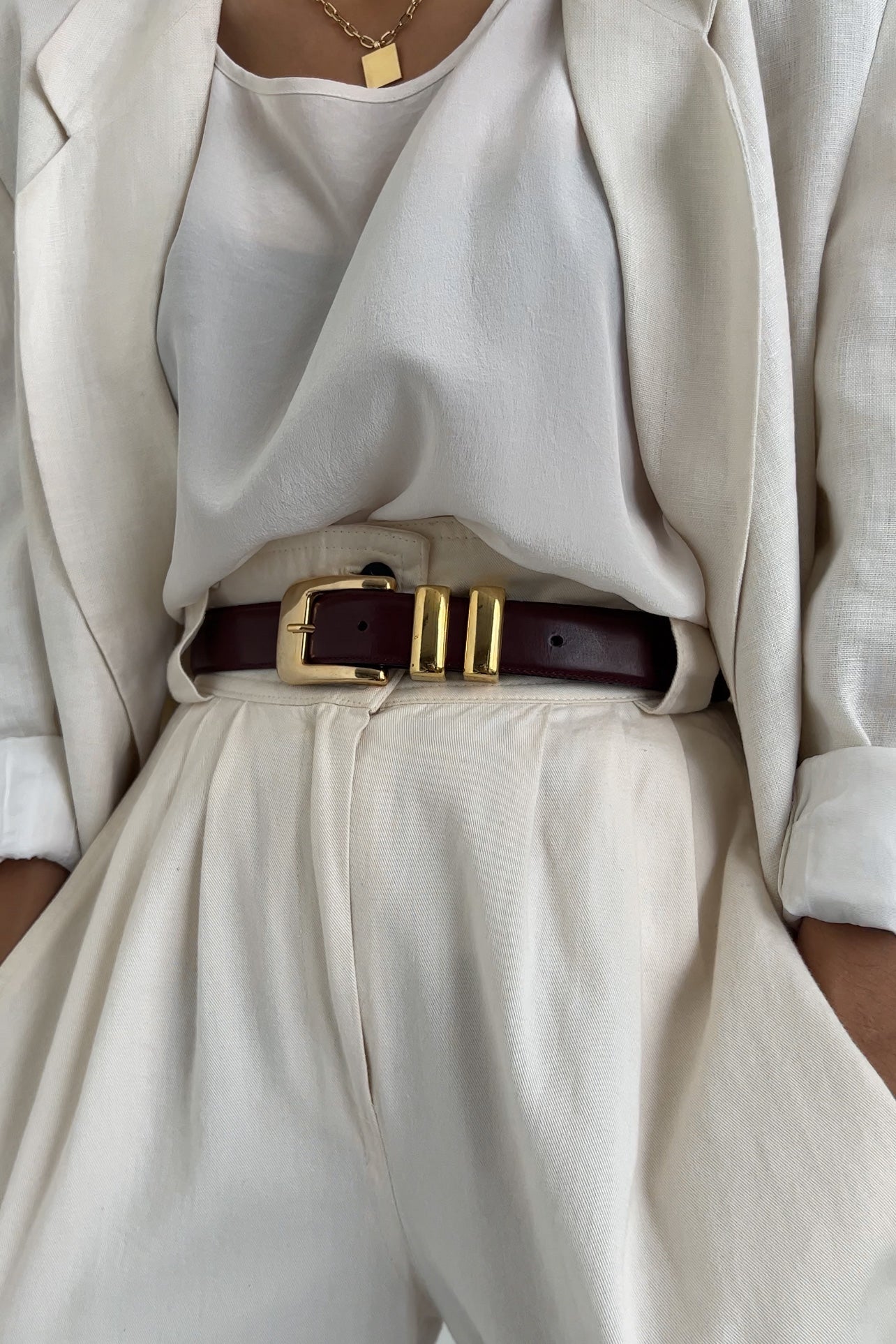 Vintage Italian Acajou et Or Leather Belt