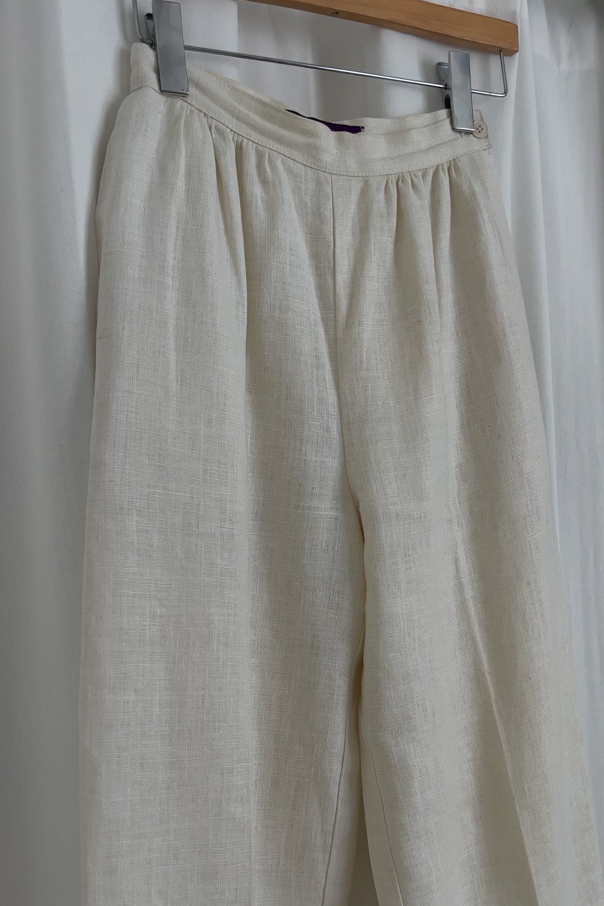 Vintage Ivoire Linen High Waisted and Cuffed Trousers