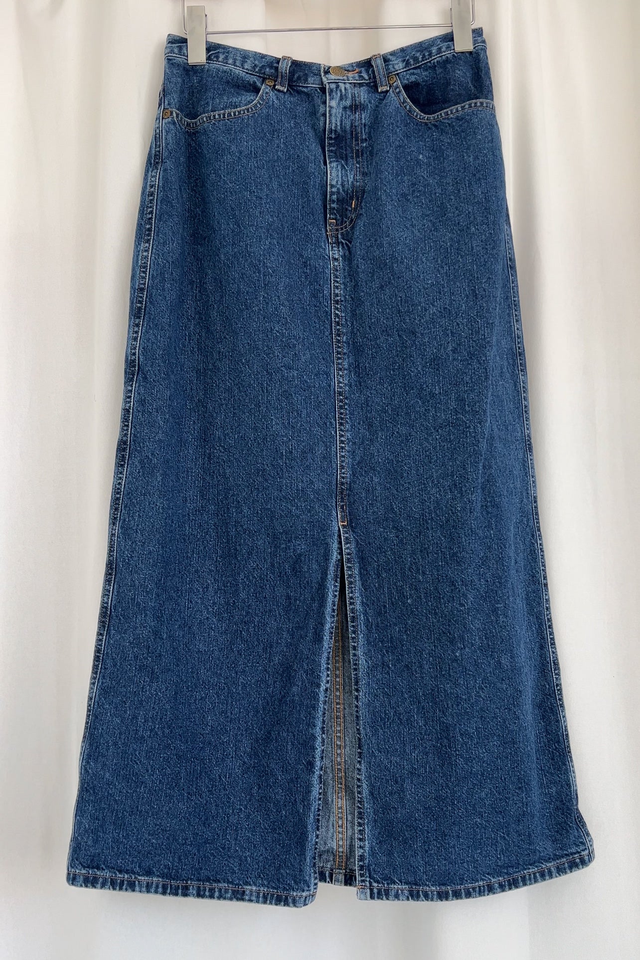 Vintage 90s Dark Wash Denim Maxi Skirt