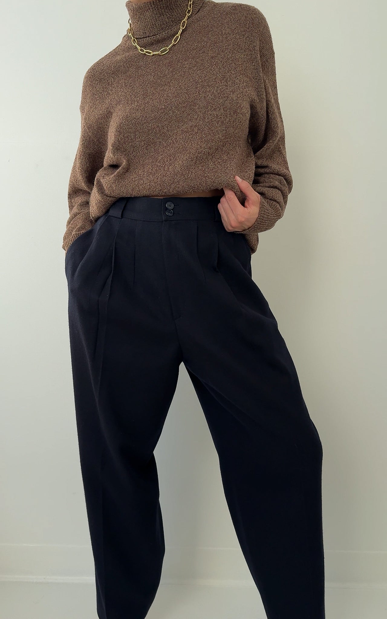 Vintage Minuit Wool High Waisted Trousers