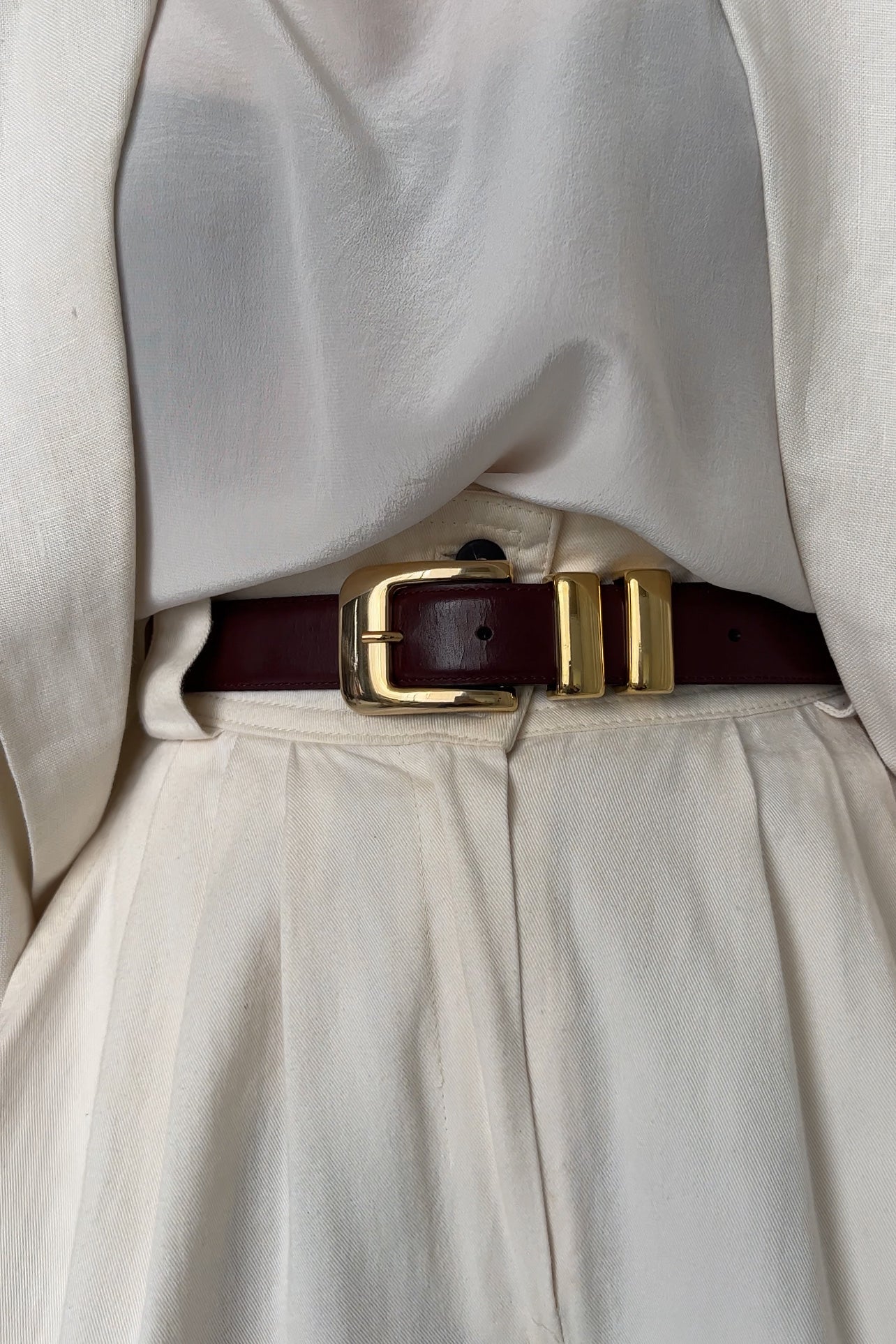 Vintage Italian Acajou et Or Leather Belt