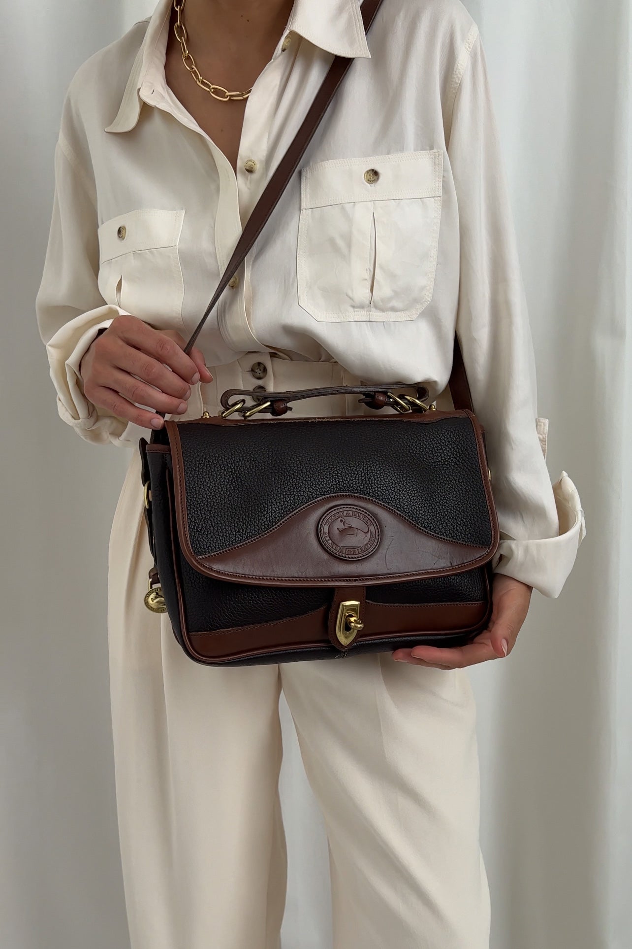 Vintage Expresso Dooney & Bourke Leather Shoulder Bag