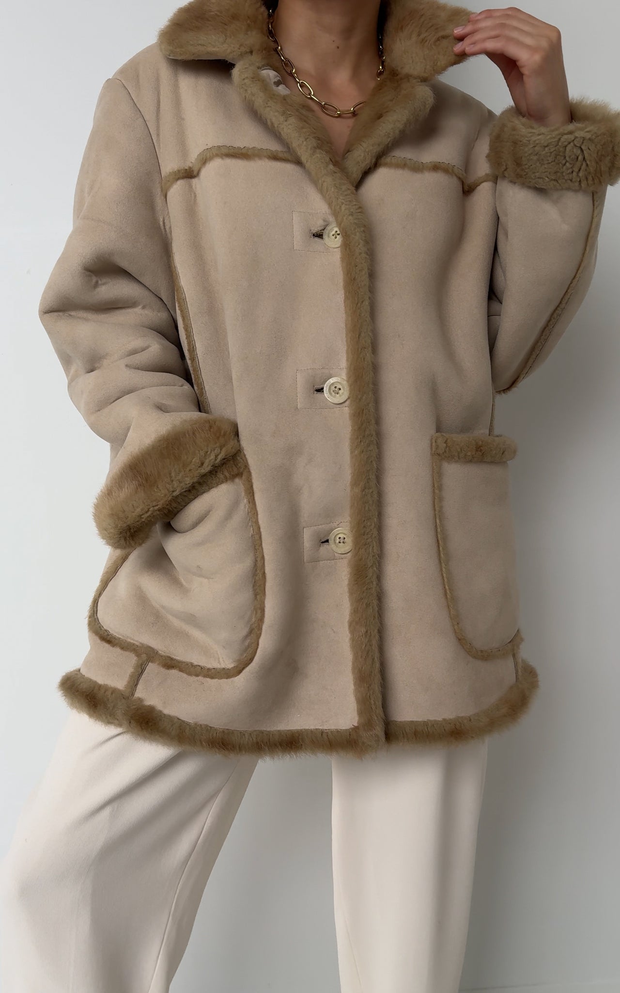 Vintage Ramure Faux Lambskin and Fur Sherpa Coat