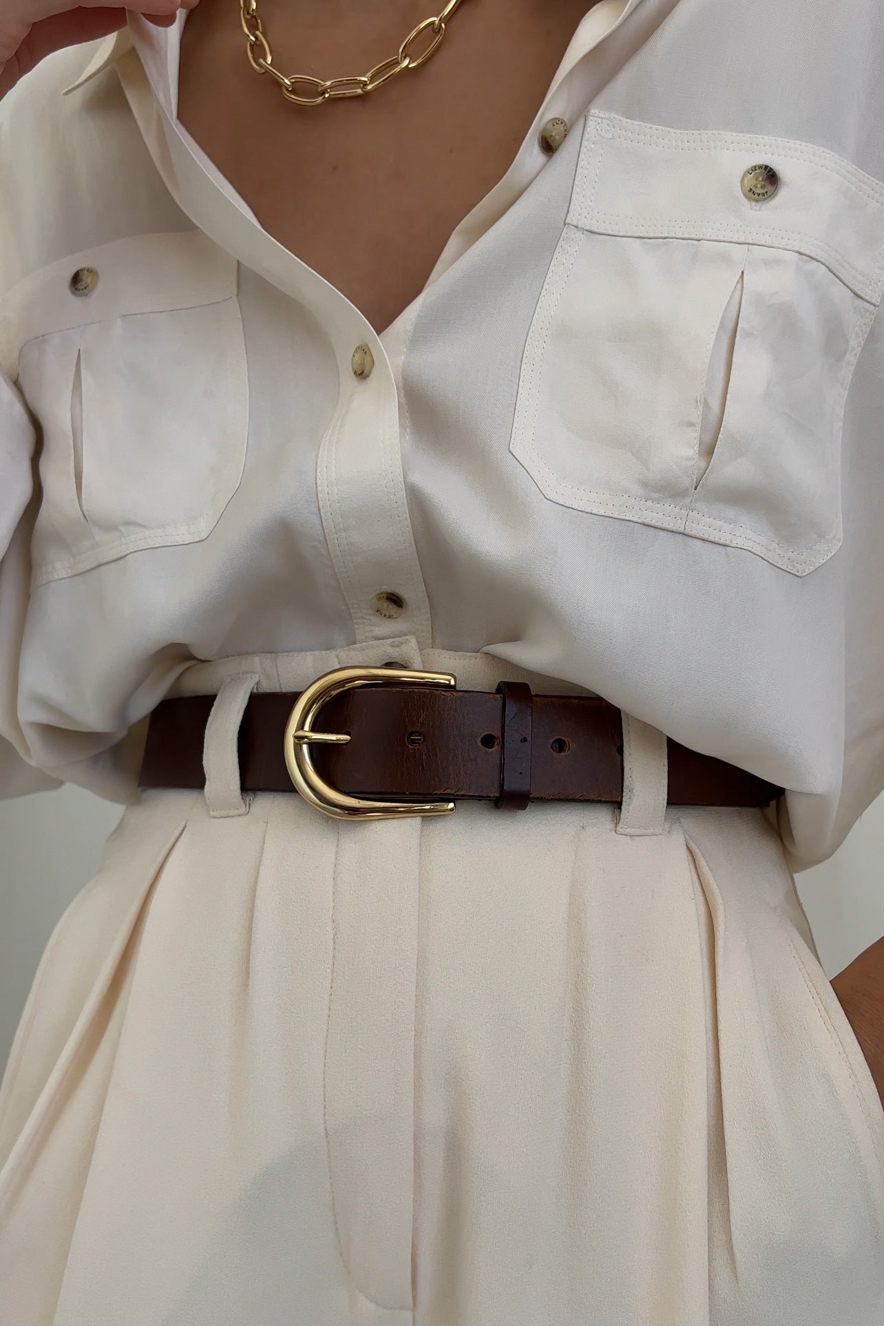 Vintage Auburn et Or Leather Belt