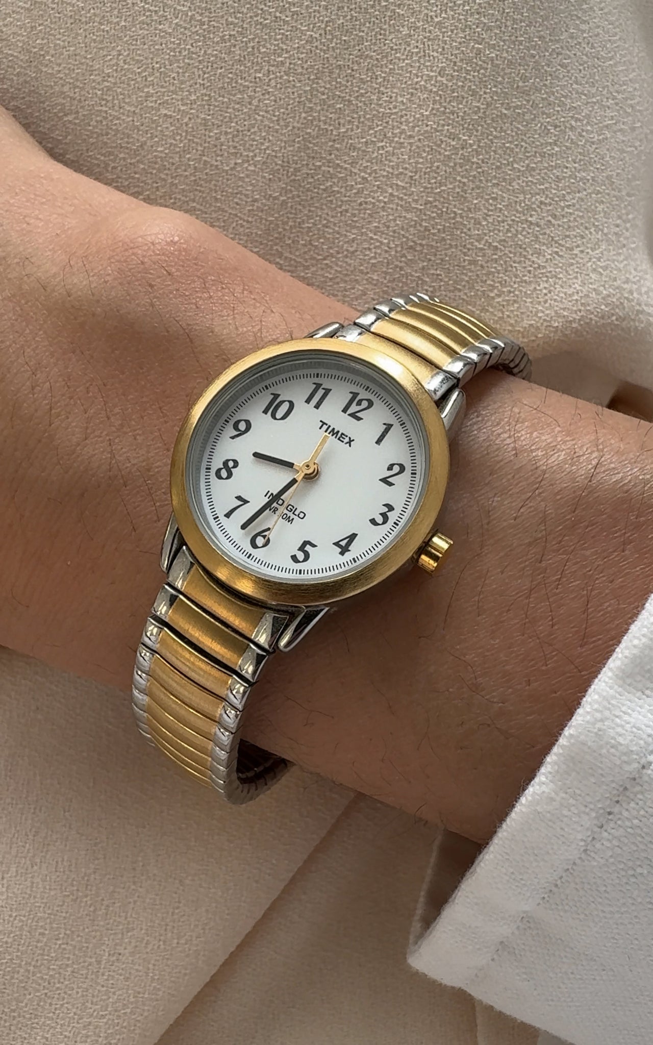 Vintage Or et Argent Timex Stretch Band Watch