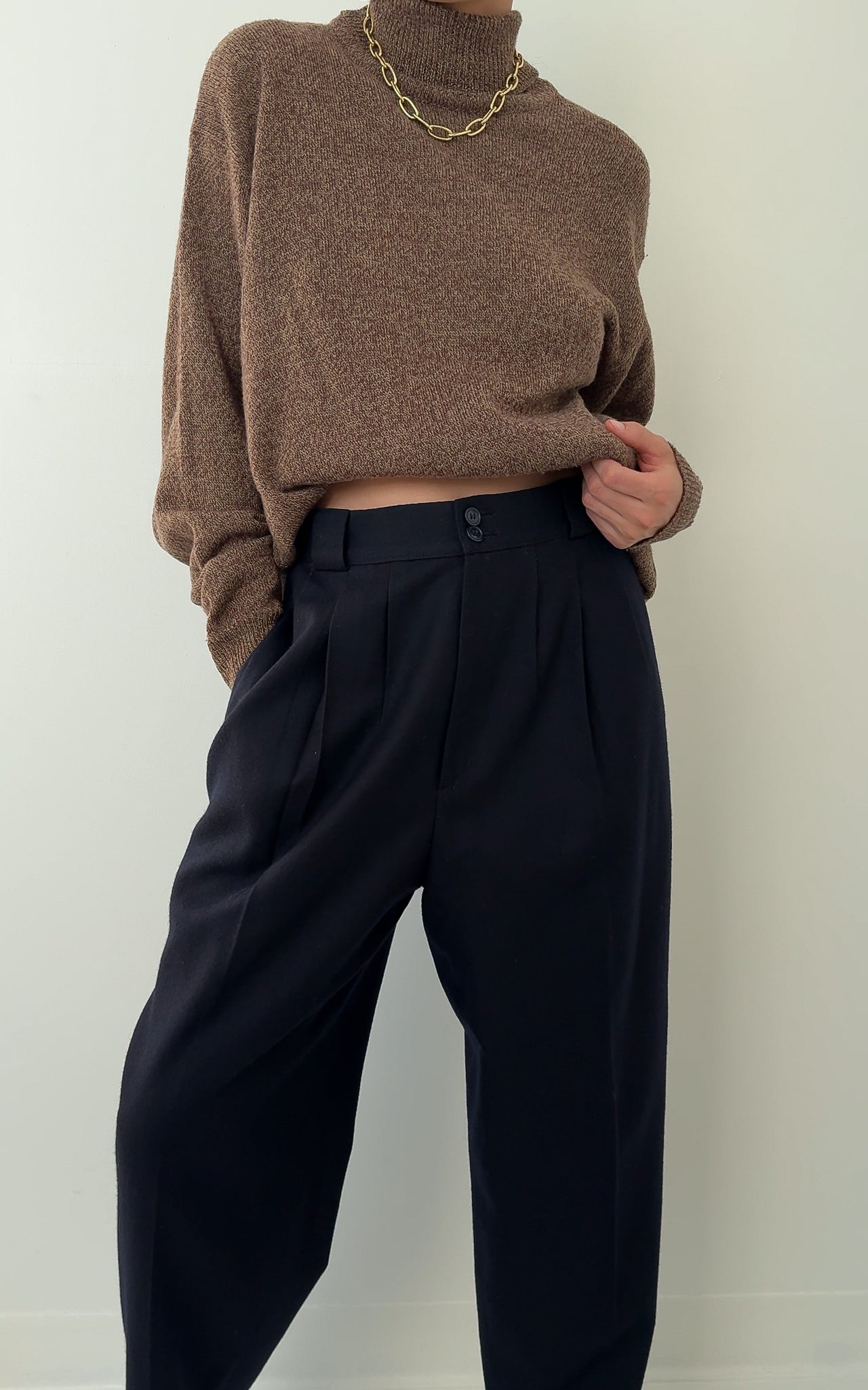 Vintage Minuit Wool High Waisted Trousers