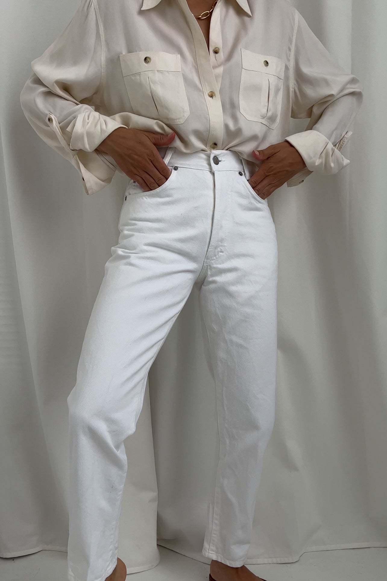 Vintage Blanche Cotton Denim High-Waisted Jeans