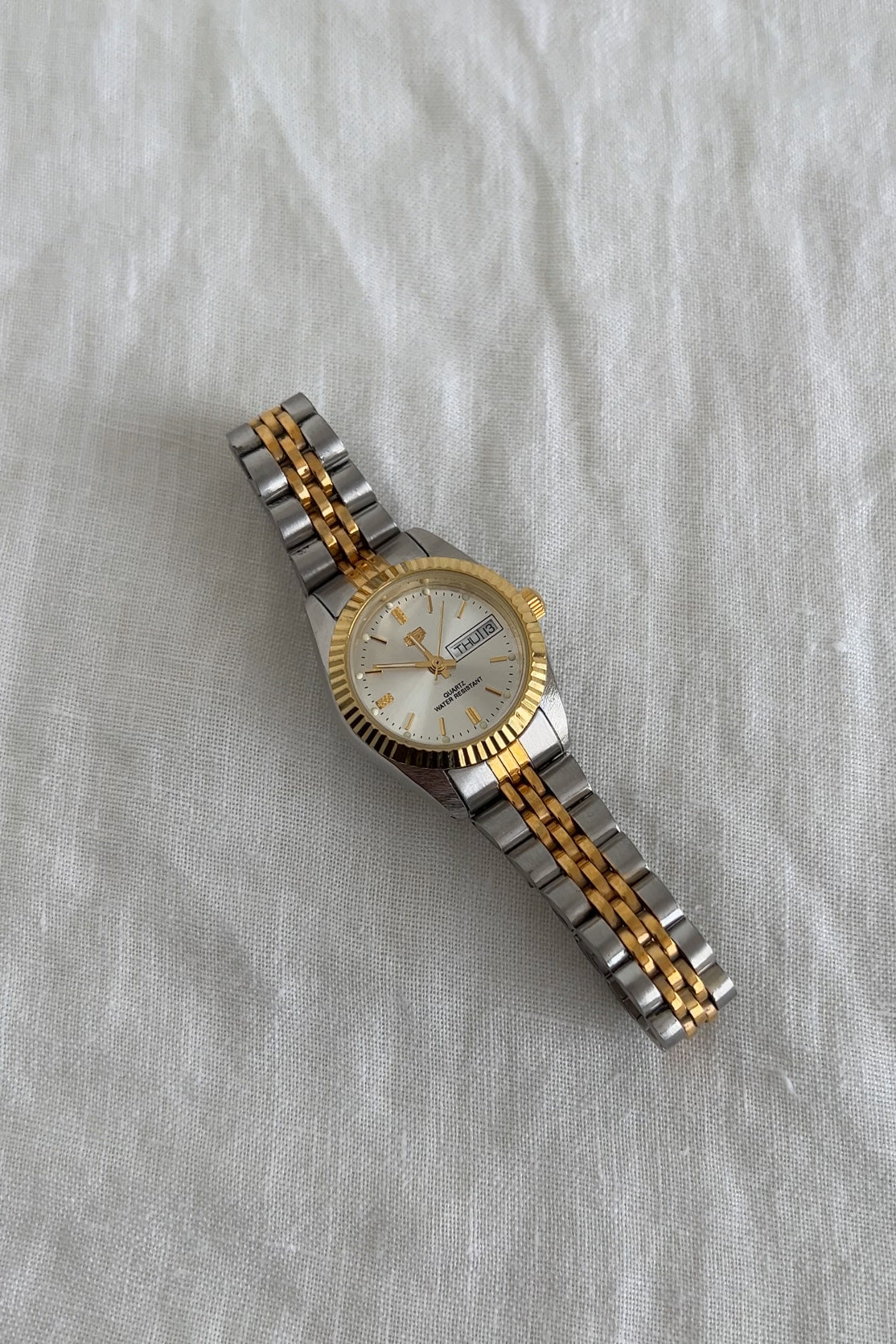 Vintage Silver and Gold Tone Quartz Slip On Watch