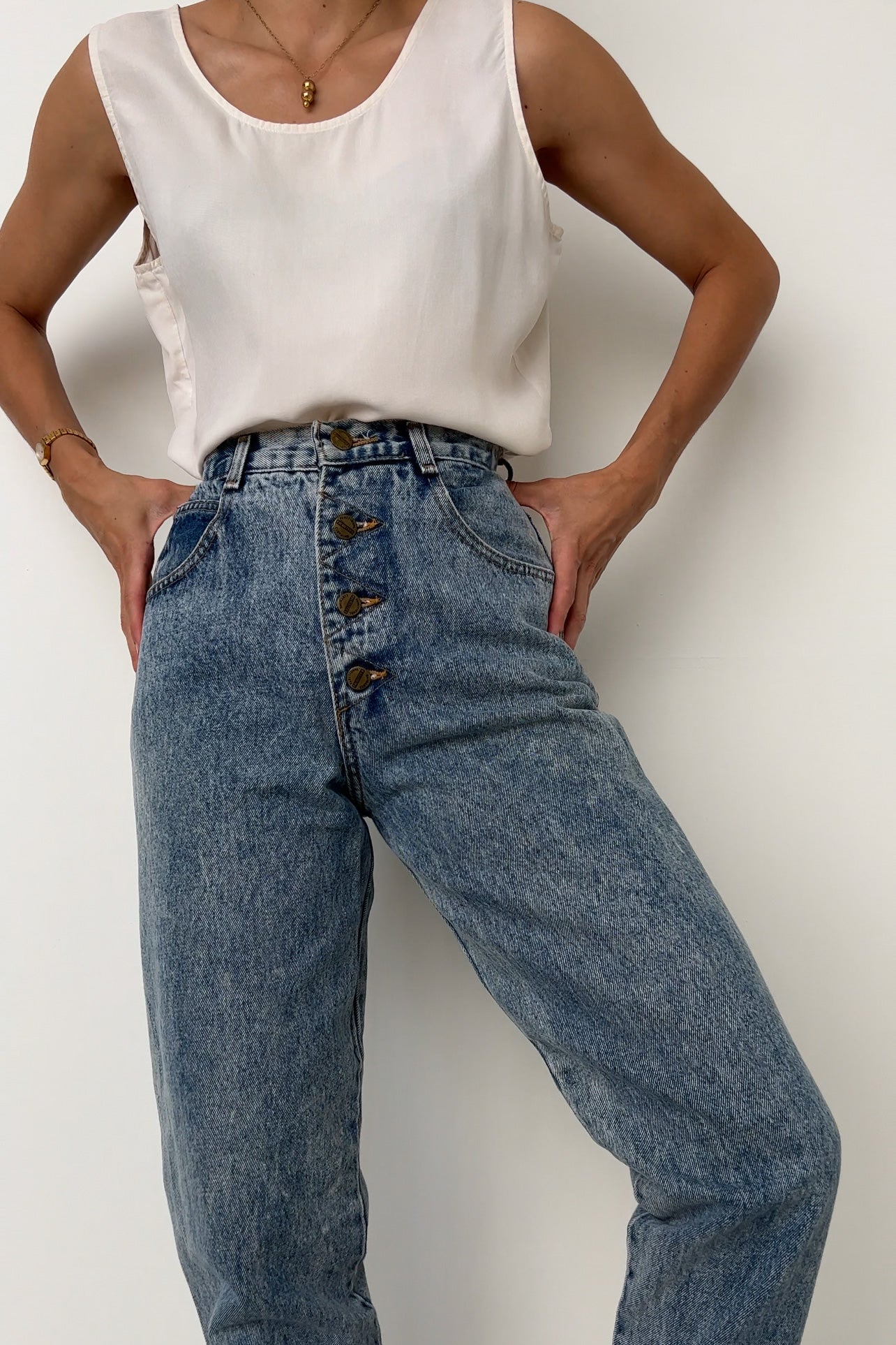 Vintage Acid Wash Denim High Waisted Jeans