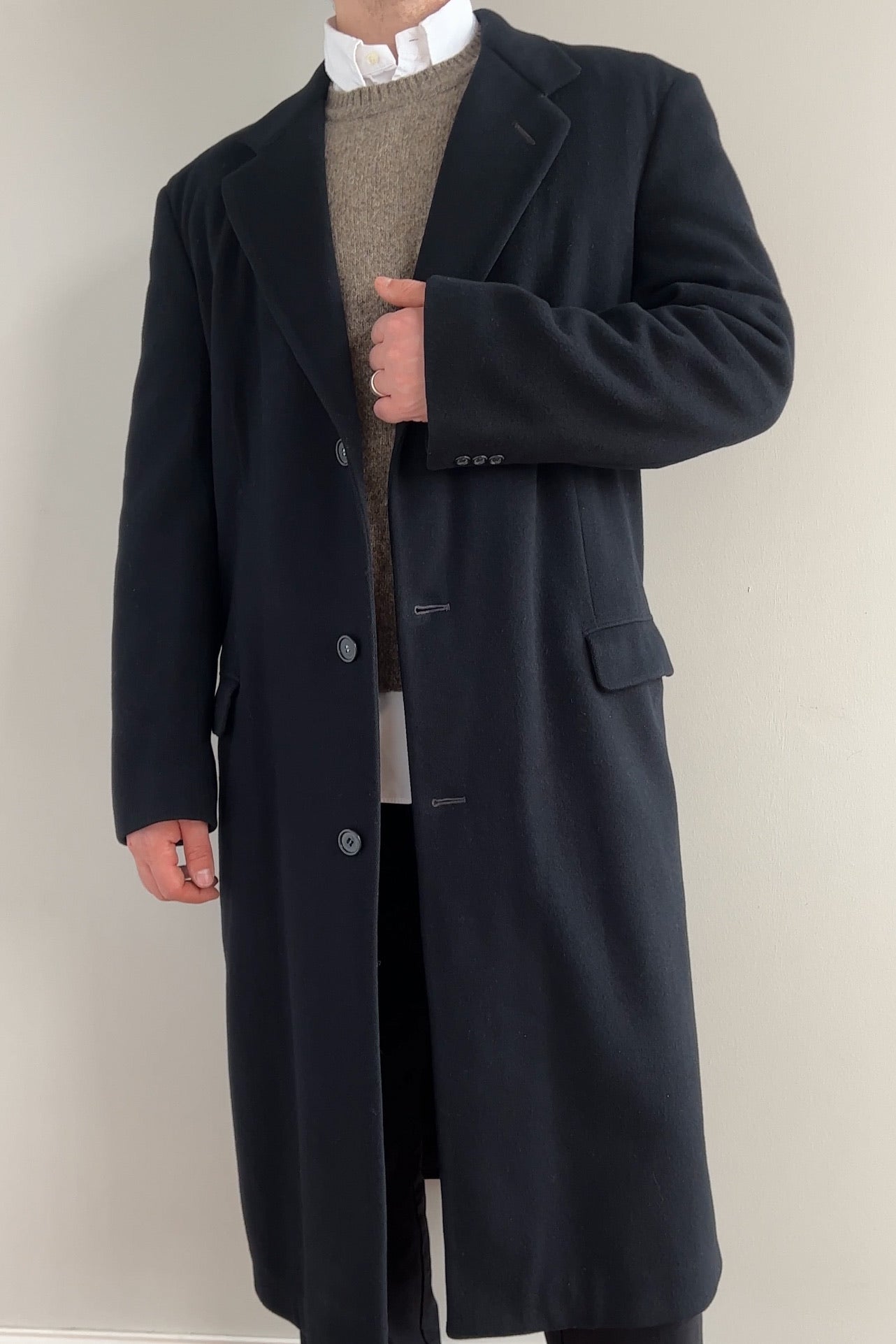 Vintage Men's Night Sky Ralph Lauren Wool Full Length Coat